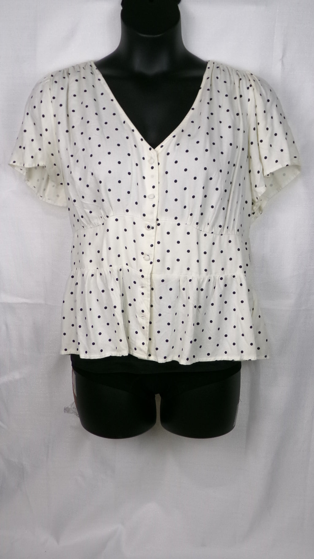 V-Neck Button-Down Crepe Top