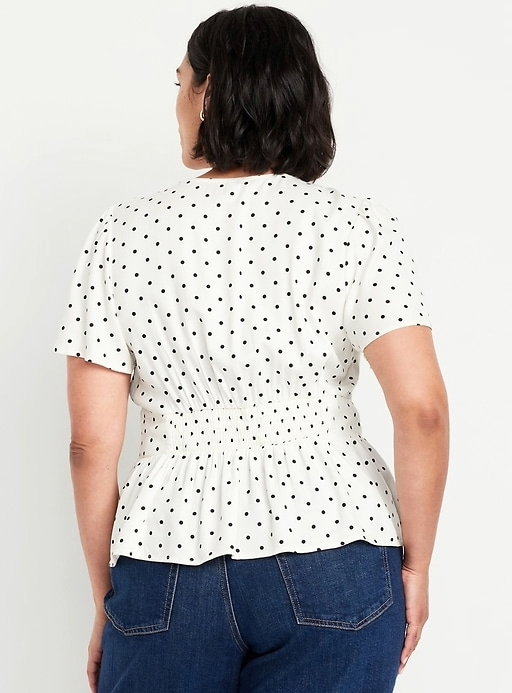 V-Neck Button-Down Crepe Top